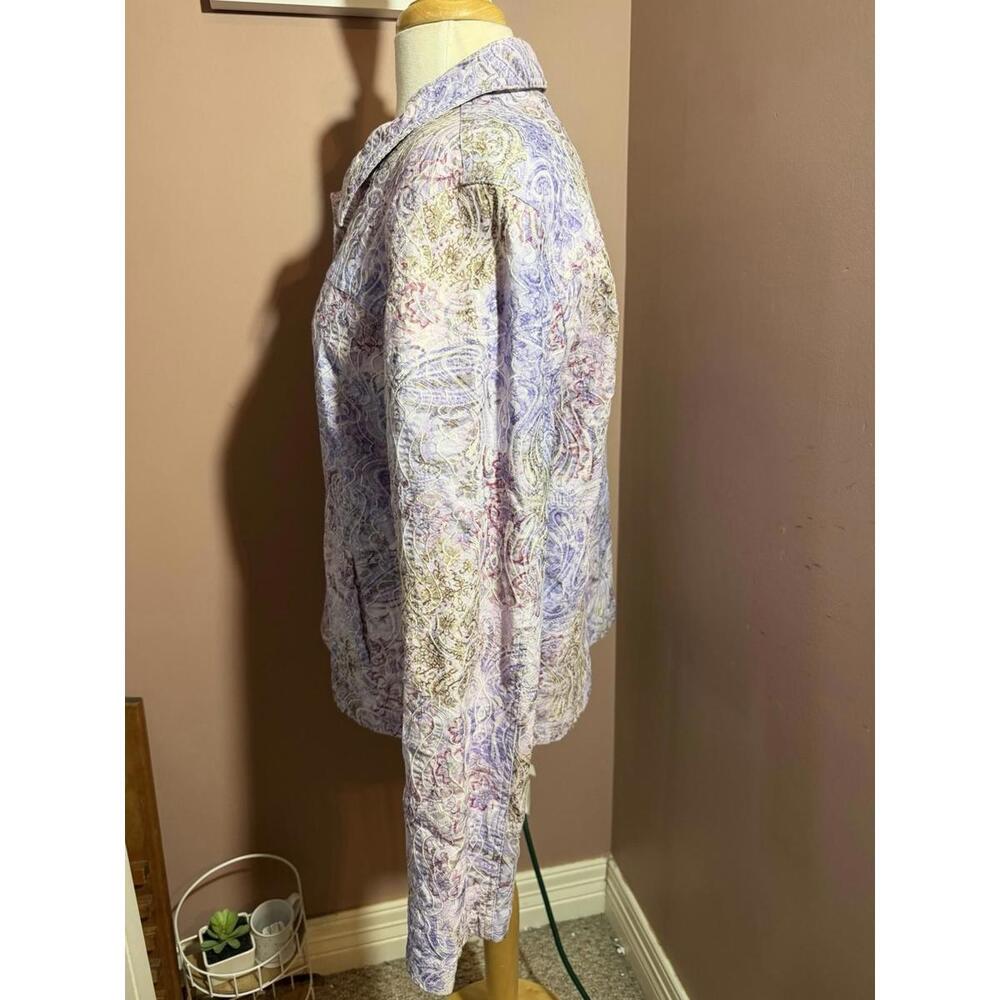 Baxter & Wells Button Front Jacket Womens XL Lavender Purple Embroidered Light - Picture 3 of 9